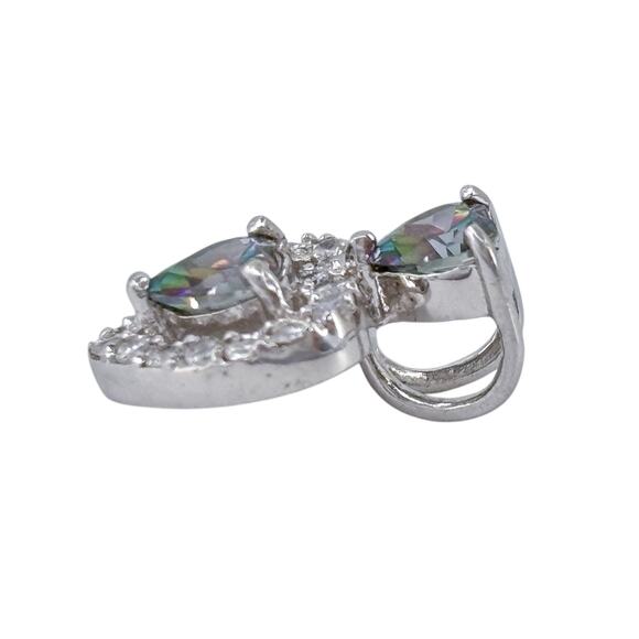 Vintage Sterling Silver 925 Mystic Cubic Zirconia Heart Pendant - Picture 5 of 7